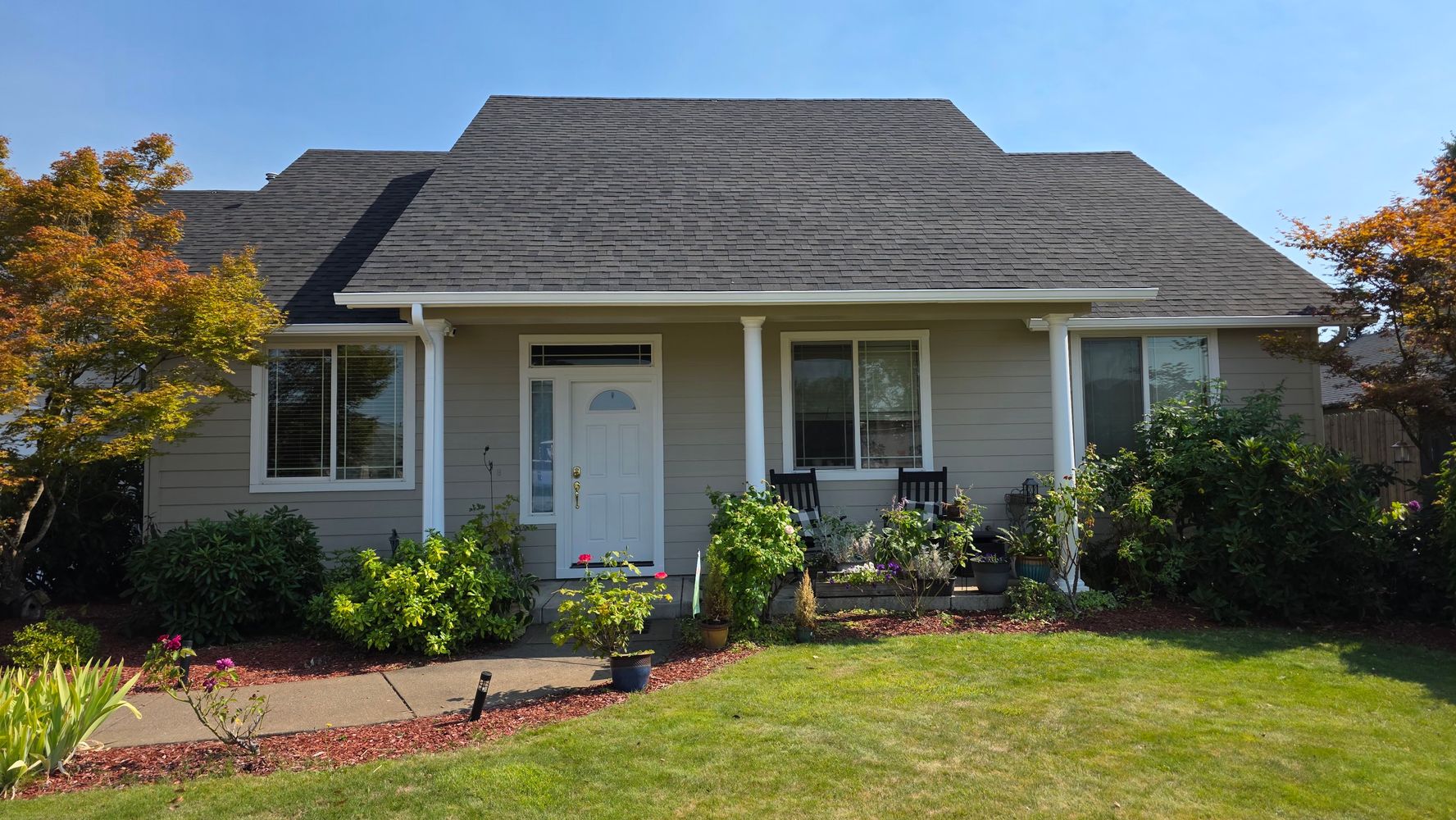 Grey Exterior Painting & Porch Staining