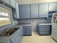 .Interior blue cabinets