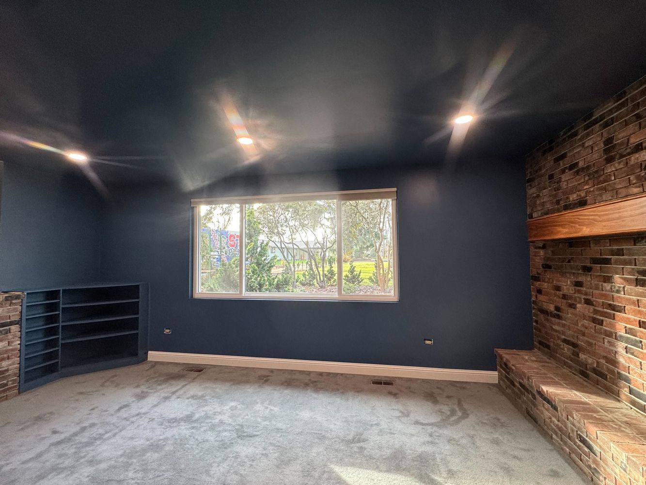 Interior Painting – Blue Accent Walls & Ceiling